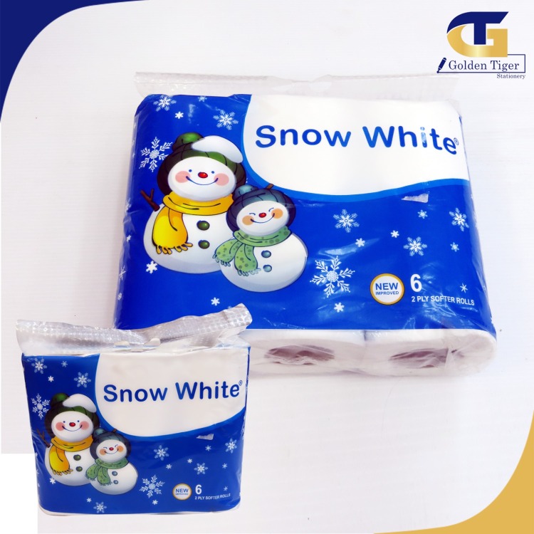 Snow white tissue Roll with hole 2ply soft  ( 6 pcs )
