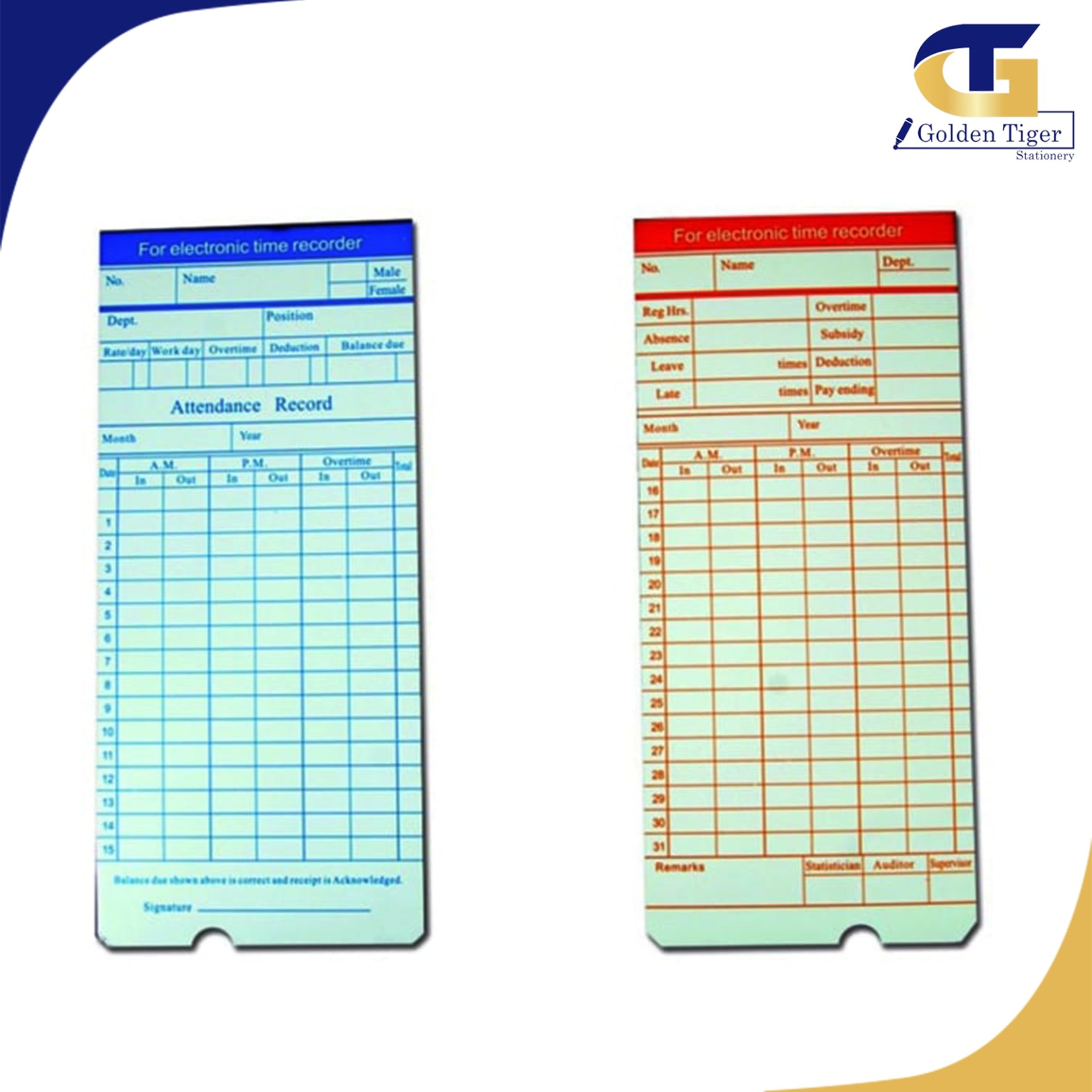 employee attendance record card time card for employee time recorder ...