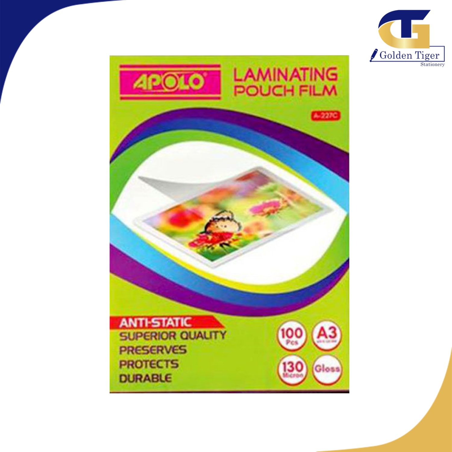 Apolo Laminating Sheet A3 (130MIC) 100pcs Golden Tiger Stationery Store