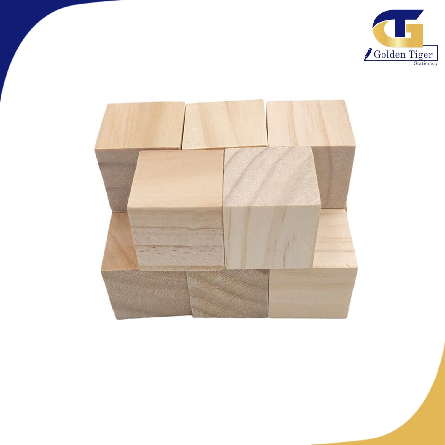 Square Wood Block 6pcs (2cm) Golden Tiger Stationery Store