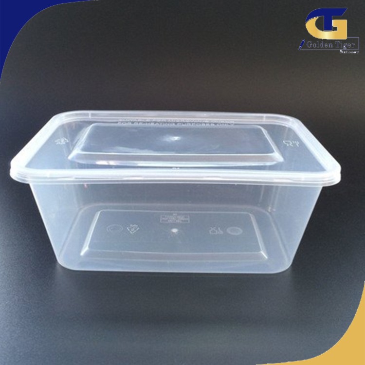 Food container plastic (အဖုံးပါလေးထောင့်) 50pcs/pack 1500ml size