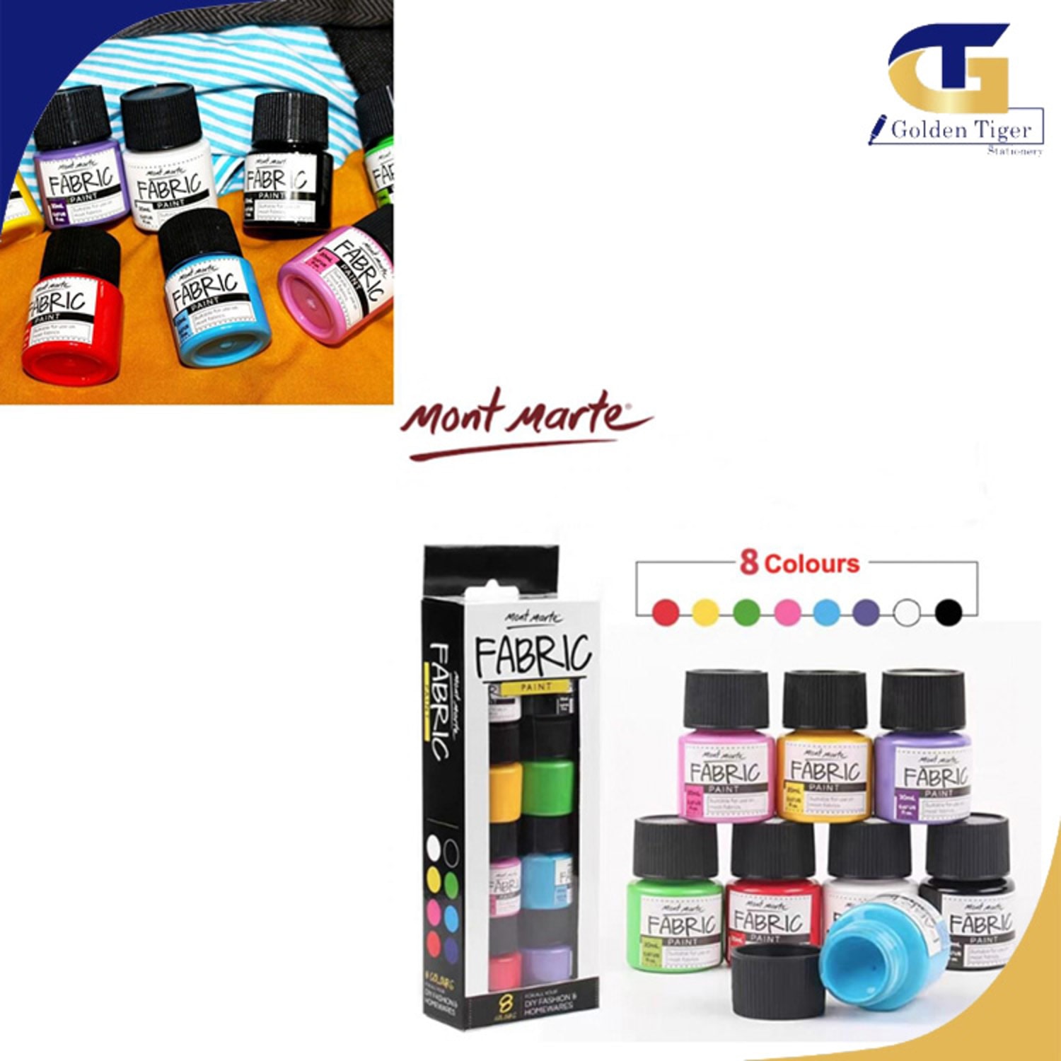 Mont Marte Fabric Paint Set (8colors/20ml) PMHS0022 Golden Tiger
