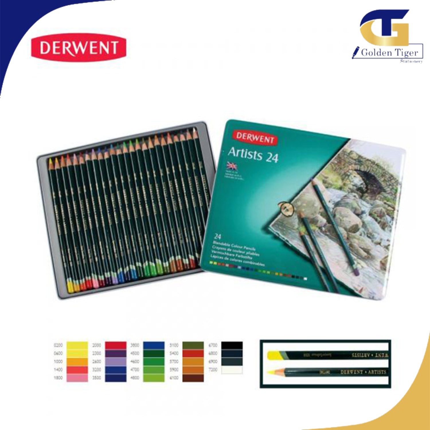 Derwent Color Pencil Artists 24 Color 32093 Golden Tiger Stationery Store