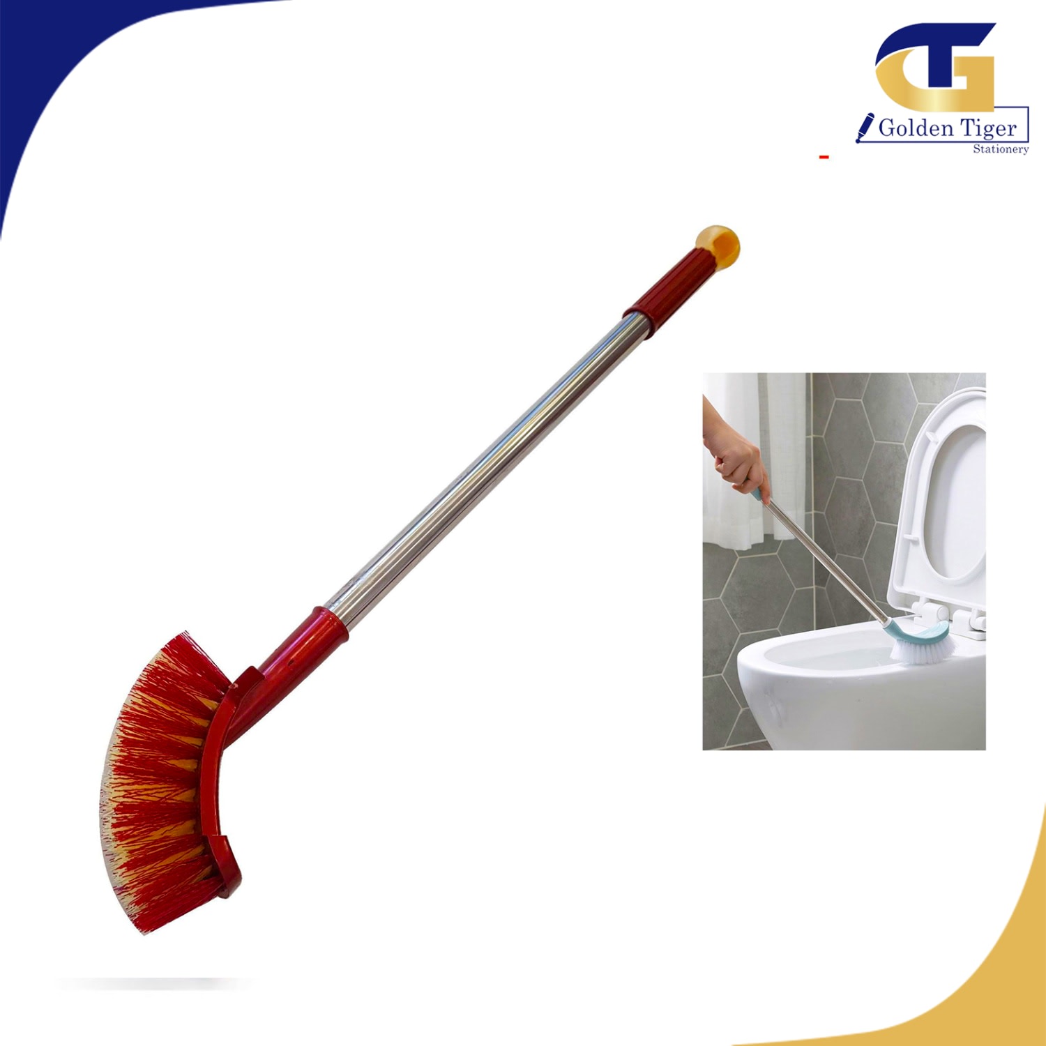 Toilet Bowl Brush Curve (Steel လက်ကိုင်ထိပ်ကော့) Golden Tiger