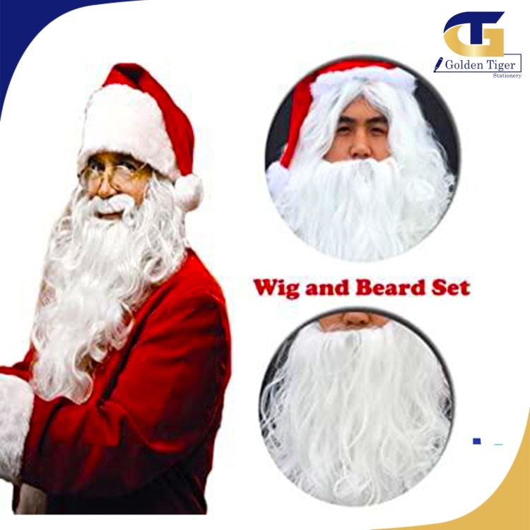 Christmas Santa Claus Wig with Mustache (ဆံပင်တု/မုတ်ဆိတ်တု)