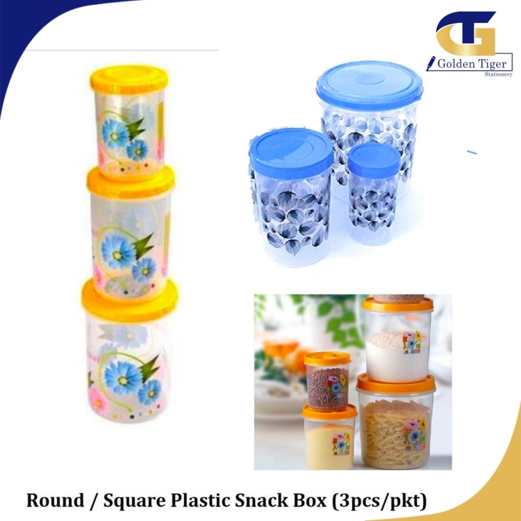Round / Square Plastic Snack Box (3pcs/pkt)