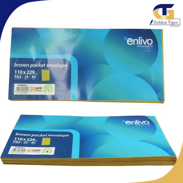 Enlivo envelope Salary Brown with Glue  ( 25pcs )