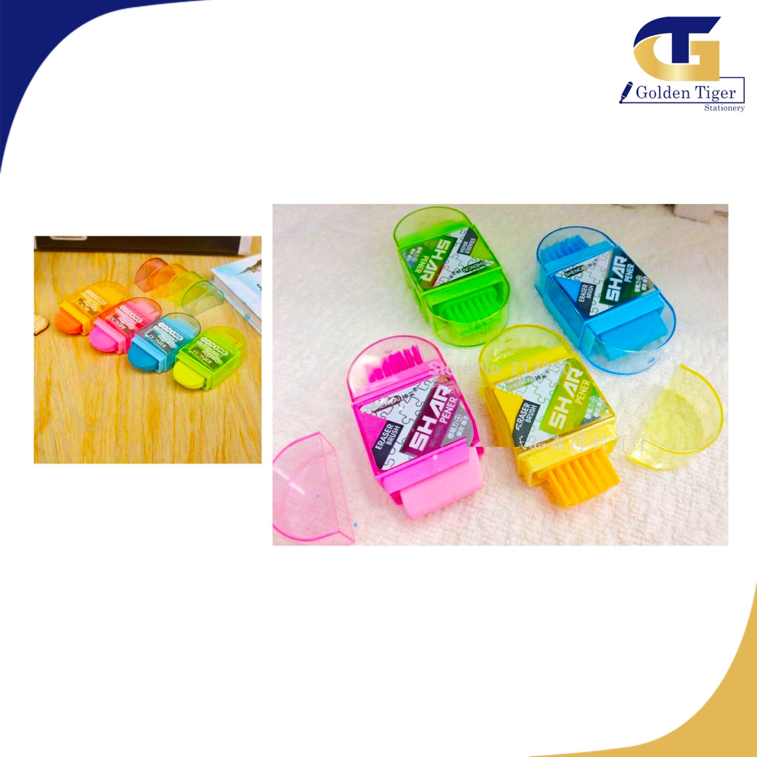 Eraser with Brush SP2017 (ဘရတ်ပါခဲဖျက်) Golden Tiger Stationery Store