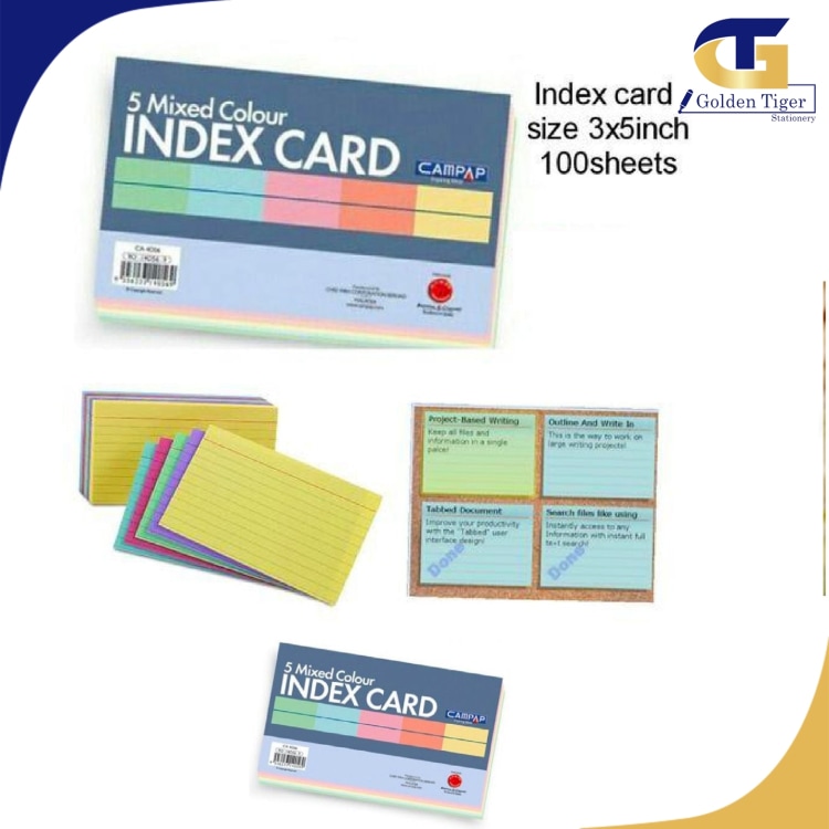 Mixed color Index Card (3x5") CA 4056 (100sheets)