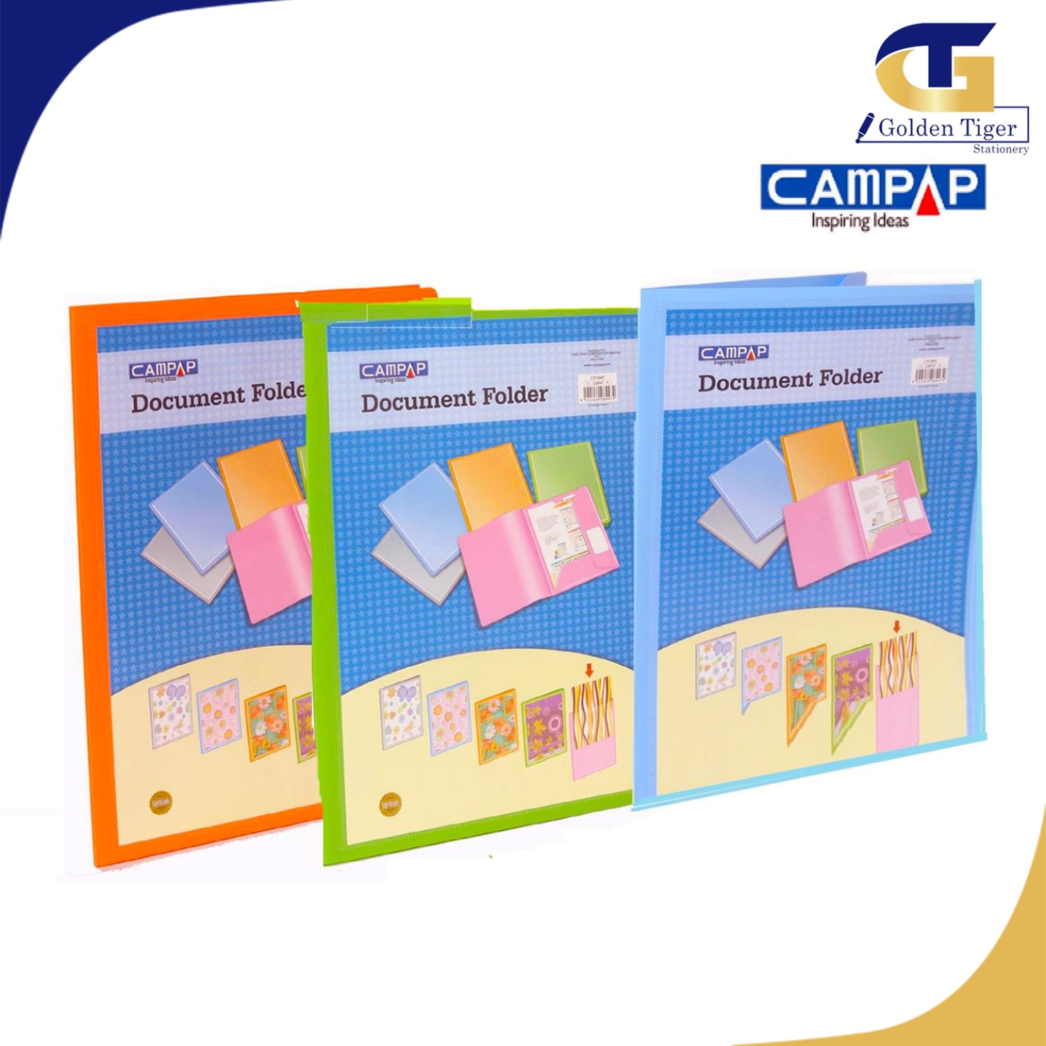 CAMPAP A4 Document Folder CM8447 Golden Tiger Stationery Store
