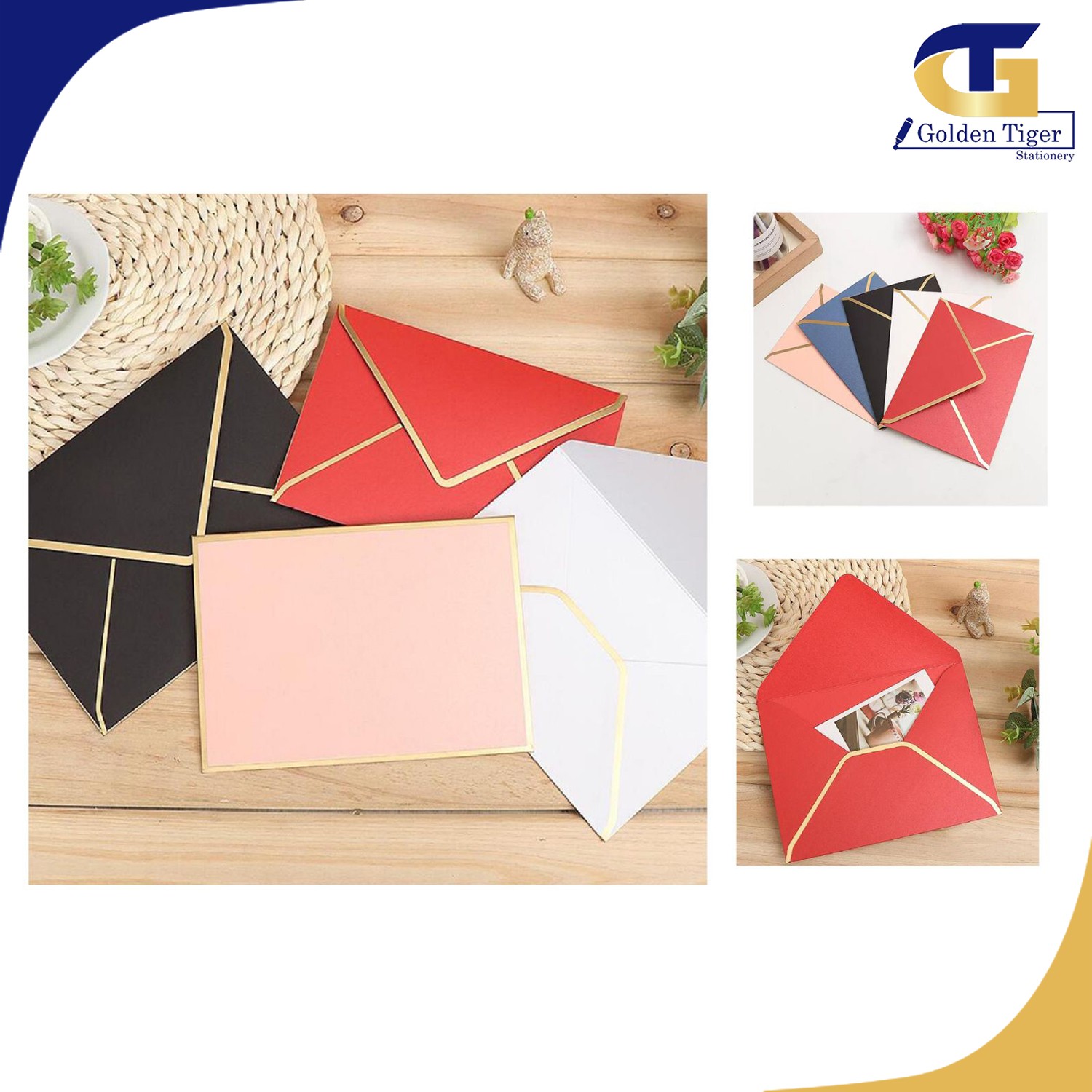 Fancy Silk Envelope 5pcs (Size 5.5x7.5") Golden Tiger Stationery Store