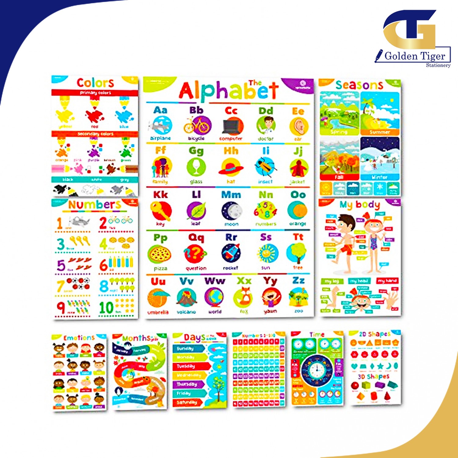 Learning Chart Card Poster Sheet | Golden Tiger Stationery Store