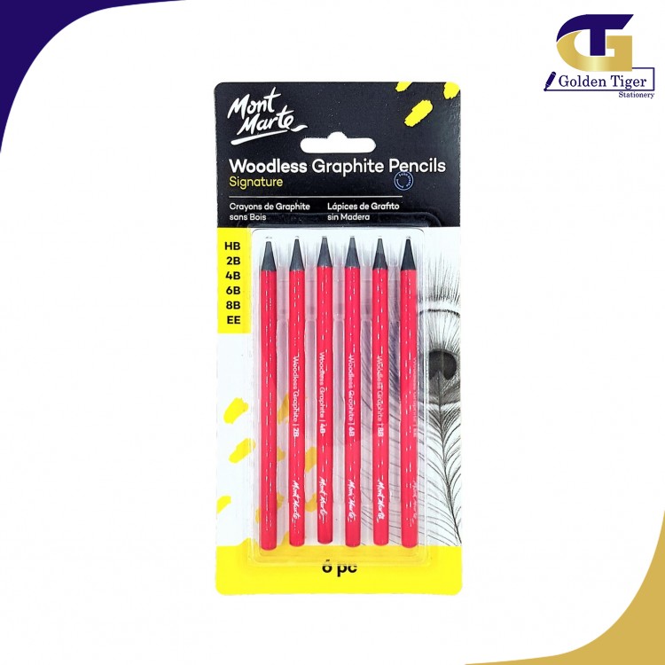 Woodless Graphite Pencils  6pcs (HB,2B,4B,6B,8B,EE)