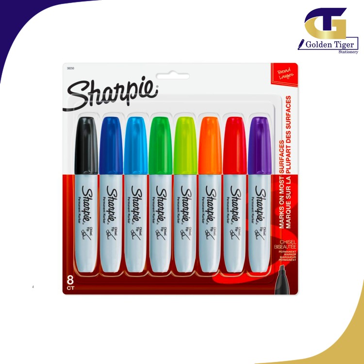 Sharpie Permanent Marker Chisel Tip 8 colors
