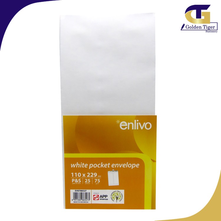 Enlivo envelope salary with glue  white (25pcs)