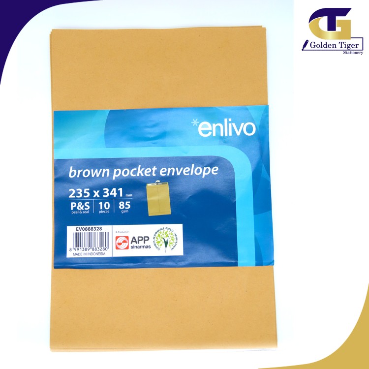 Enlivo Envelope legal brown whith glue (10pcs)