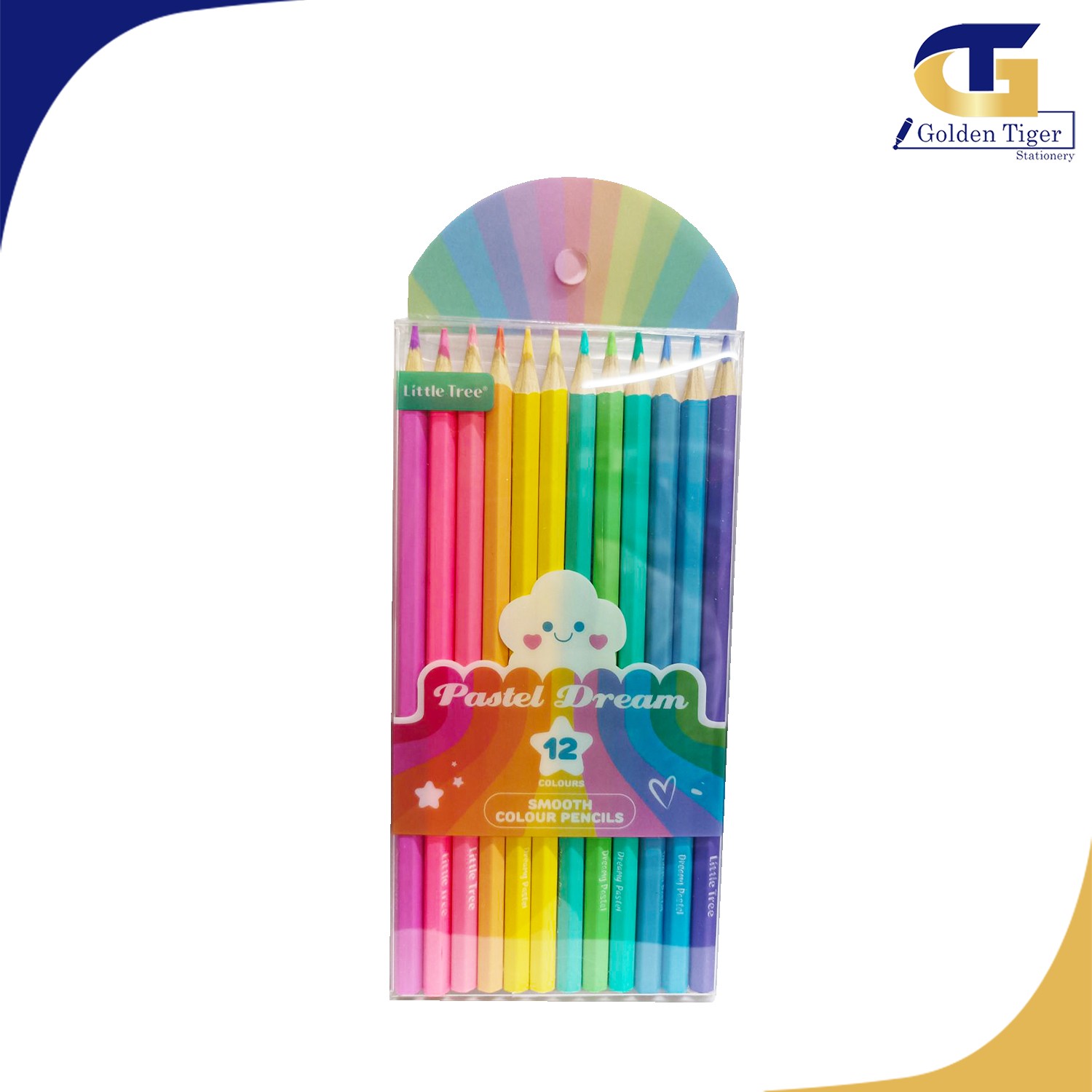 Little Tree Dream Pastel Smooth 12 Colour Pencils Golden Tiger