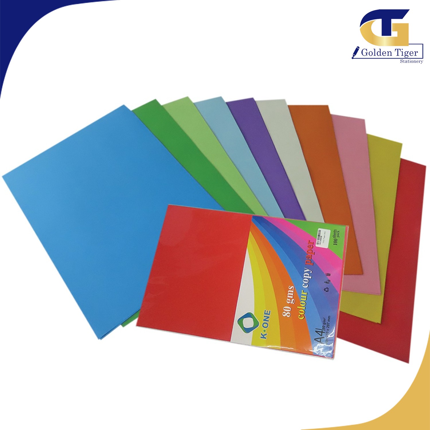 K one Color Paper A4 80g ( 10 color mix ) | Golden Tiger Stationery Store